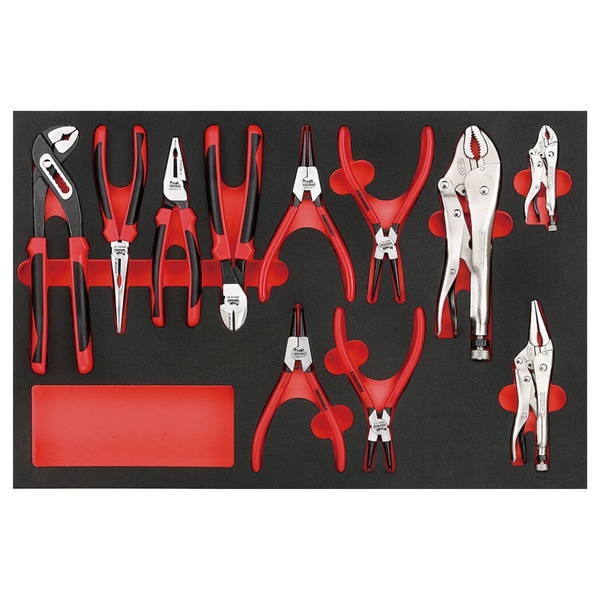 Teng Tools 11 Piece Full Drawer EVA Foam Plier Set (Cutters, Linesman, Long Nose + More) - TTEMB11