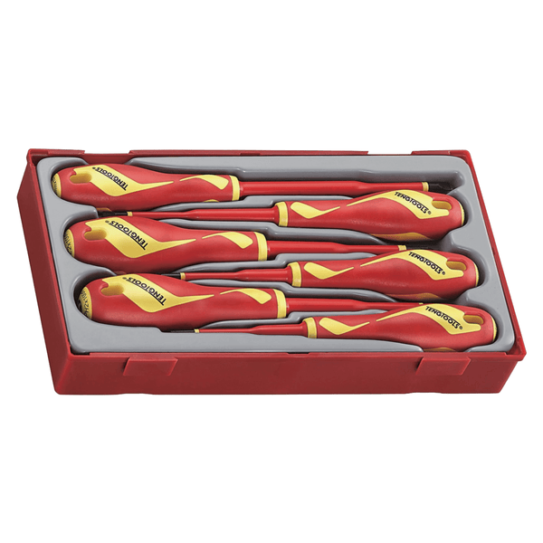 Teng Tools 6 Piece 1000 Volt Flat (Slotted), Phillips (PH), Pozidriv (PZ) Insulated Screwdriver Set - TTV706N