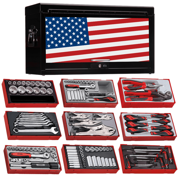 Teng Tools 184 Piece Complete Mixed Service Tool Kit With Black USA Tool Box - TC806NBK-USA1